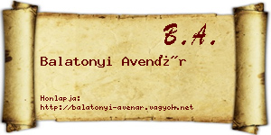 Balatonyi Avenár névjegykártya